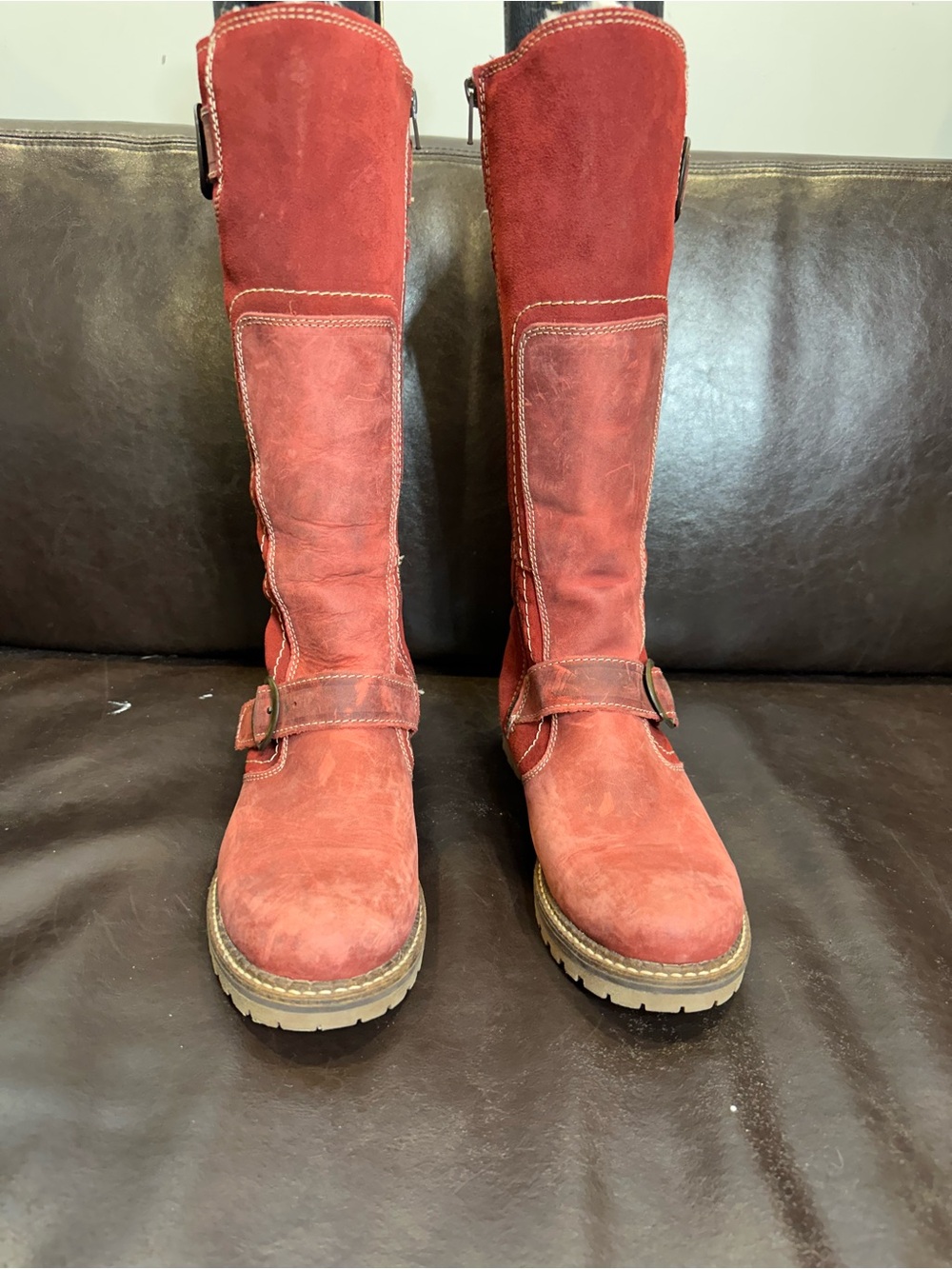 Overland Bos & Co Hopper Women's Leather Winter Boots in Burgundy